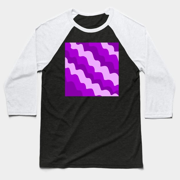 Purple wavy ocean waves gradient Baseball T-Shirt by Baobabprintstore